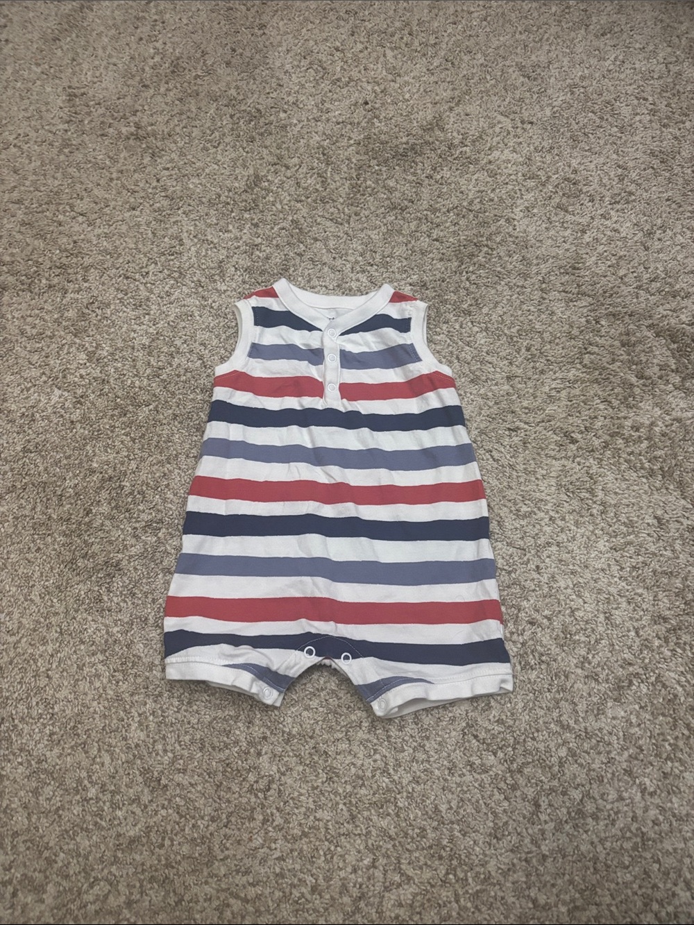 Carter's Sleeveless Red, Navy & White Striped One-Piece